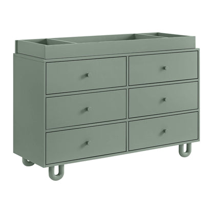 Soho Baby Meridian 6 Drawer Dresser - Olive Green with matching topper