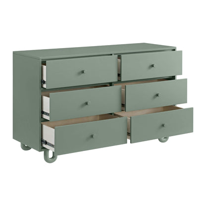 Soho Baby Meridian 6 Drawer Dresser - Olive Green with drawers open