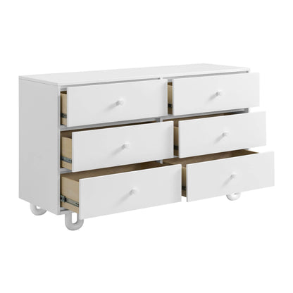 Soho Baby Meridian 6 Drawer Dresser - White with drawers open