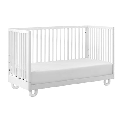 Soho Baby Meridian Island Crib - White and a matching white mattress, shown on a plain white background.