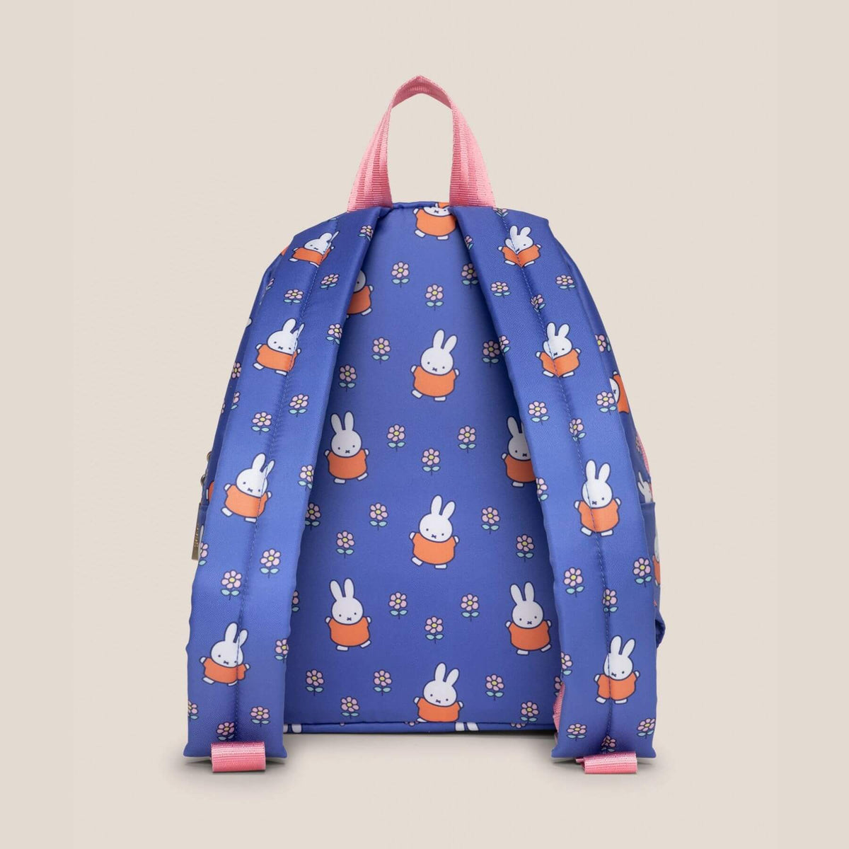 Back view of Miffy Flower Fields Everyday Mini Backpack - Blue & Orange