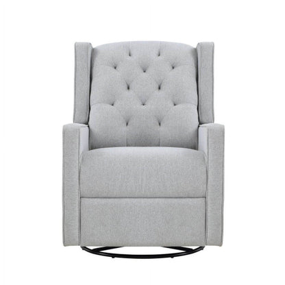 Front View of Milah Gliding Swivel Recliner Tufted Brushed Tweed Fabric