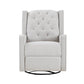 Front View of Milah Tufted Swivel Glider Recliner In Light Gray Fabric