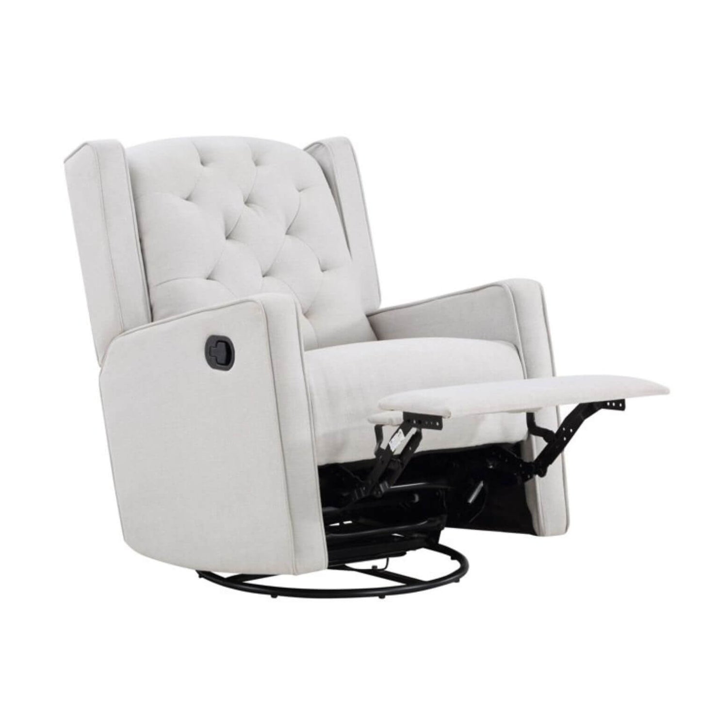 Milah Tufted Swivel Glider Recliner In Light Gray Fabric