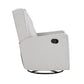 Side View of Milah Tufted Swivel Glider Recliner In Light Gray Fabric