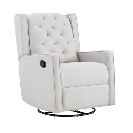 Milah Tufted Swivel Glider Recliner In Light Gray Fabric