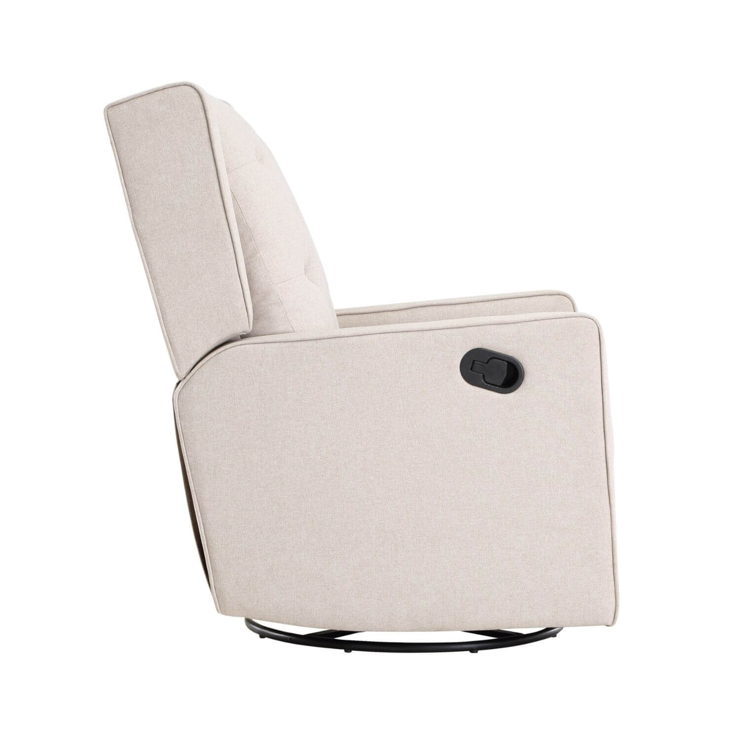 Side View of Milah Gliding Swivel Recliner Tufted Latte Fabric