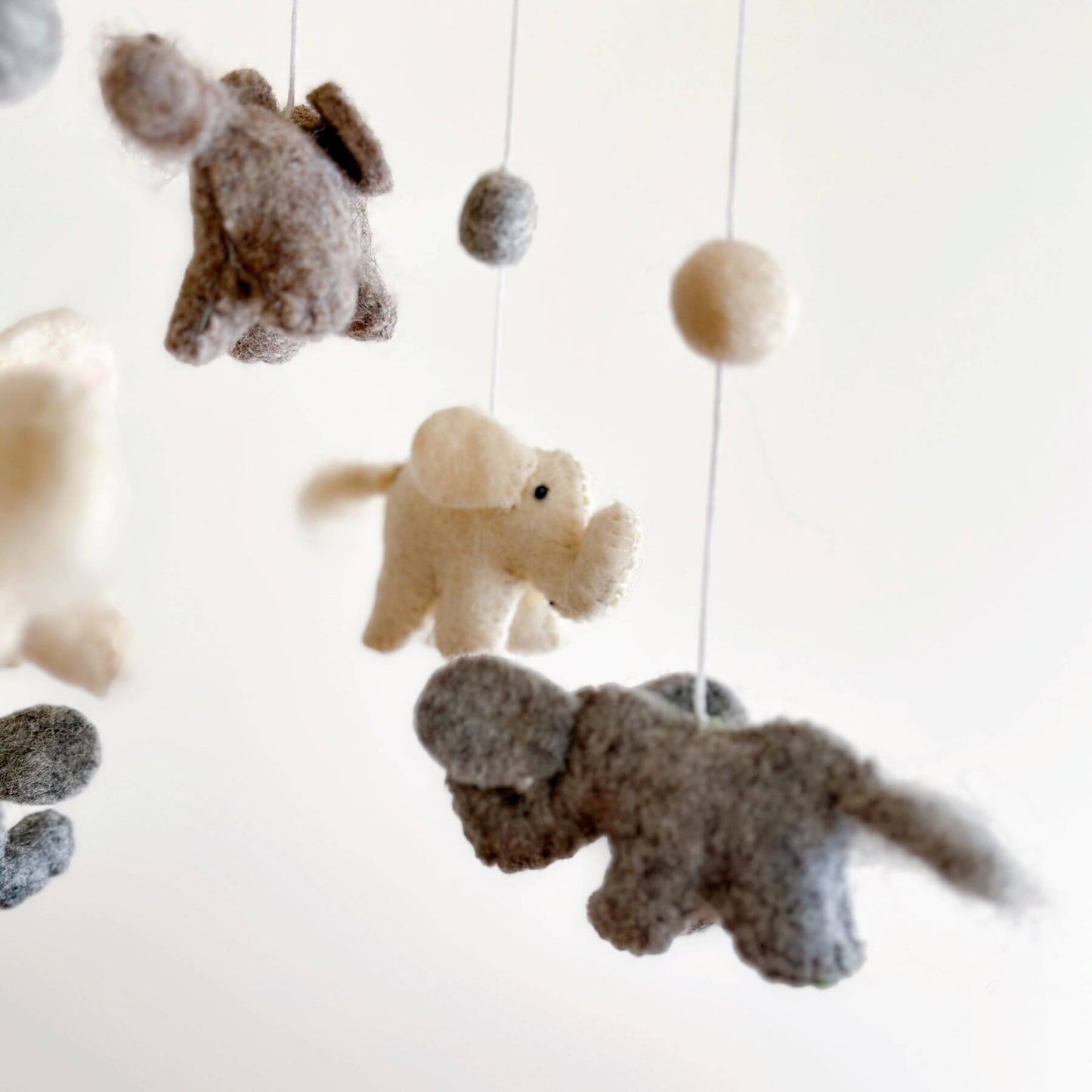 Close-up of Ganapati Crafts Co. Felt Baby Mobile - Mini Elephant
