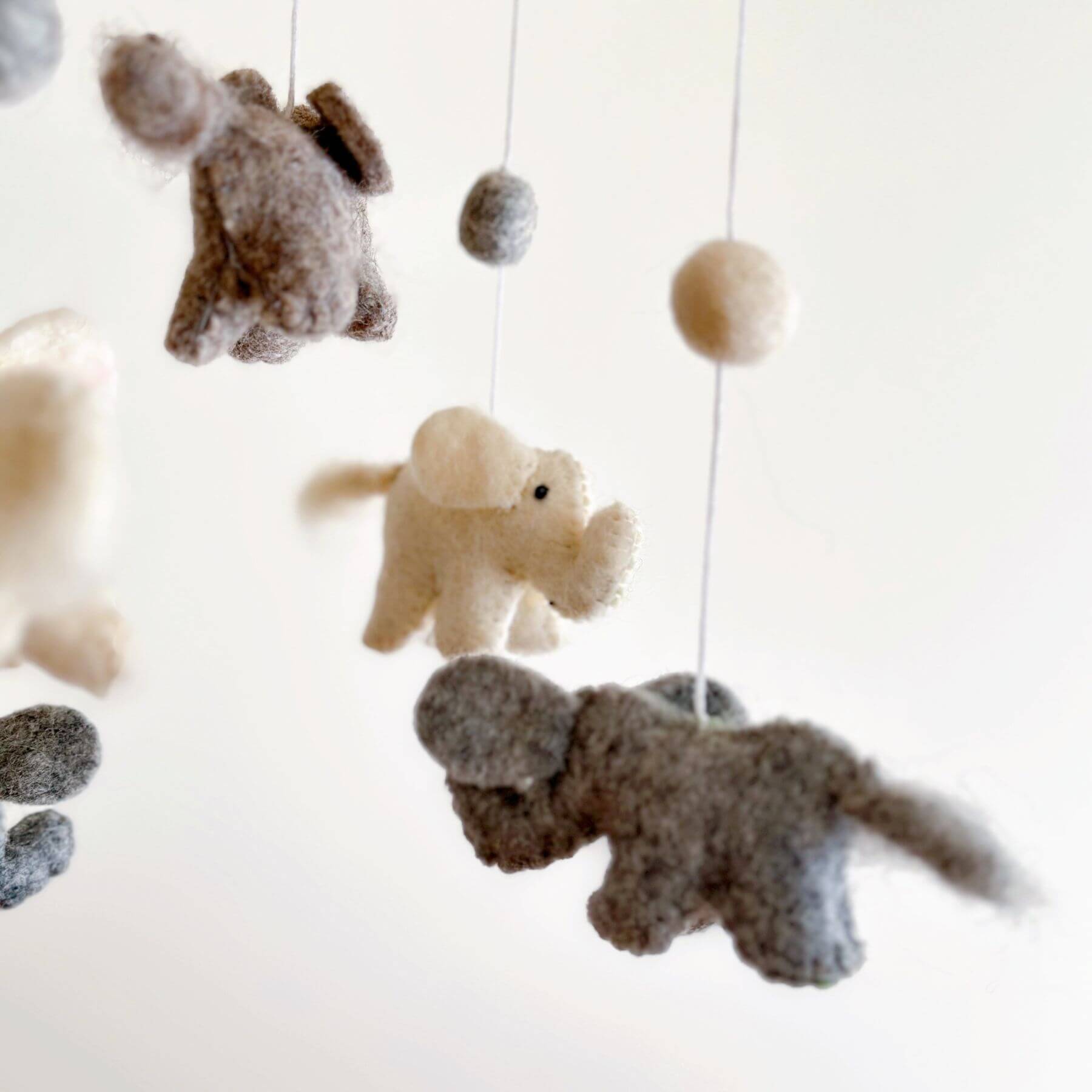 Close-up of Ganapati Crafts Co. Felt Baby Mobile - Mini Elephant