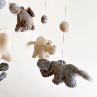 Close-up of Ganapati Crafts Co. Felt Baby Mobile - Mini Elephant