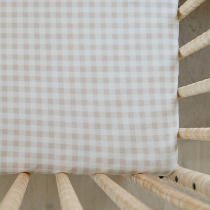 Close-up of Saranoni Minky Stretch Luxe Crib Sheet Gingham