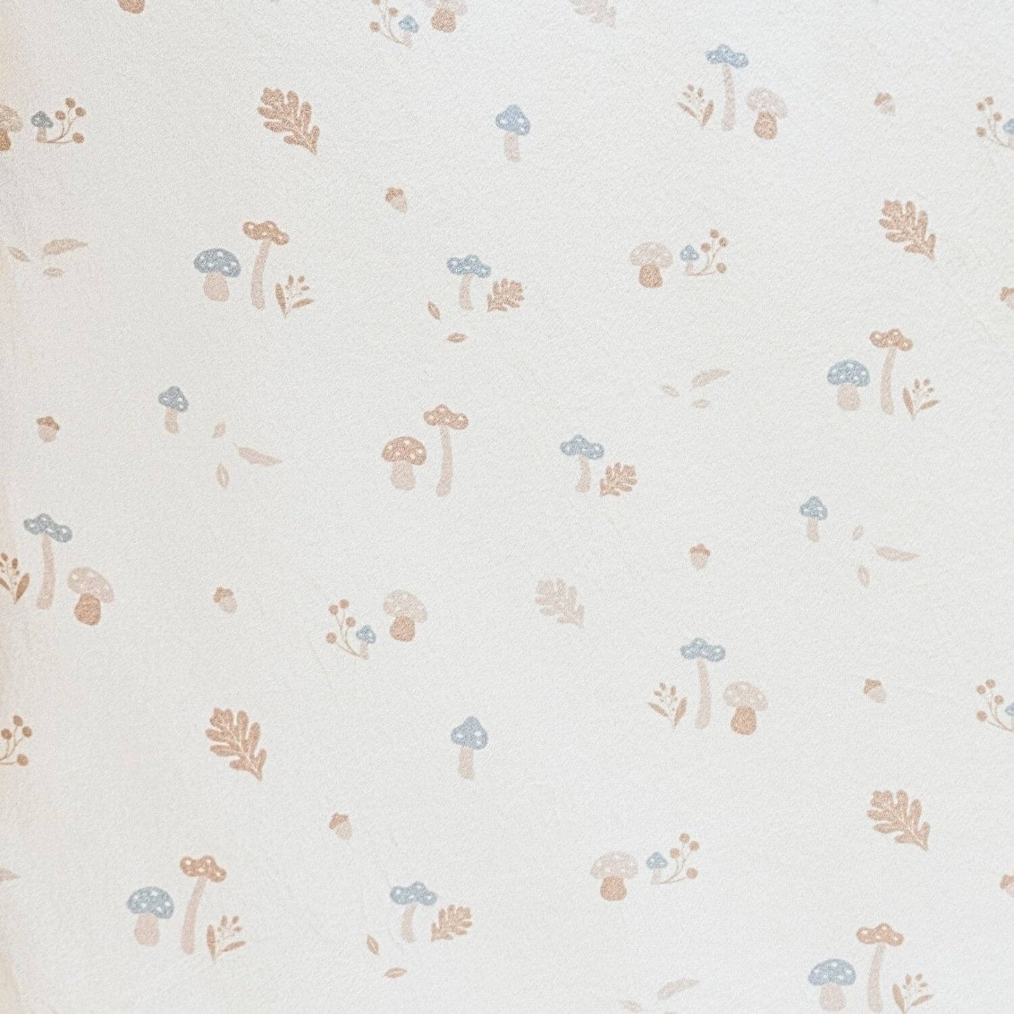 Close-up of Saranoni Minky Stretch Luxe Crib Sheet Mushrooms