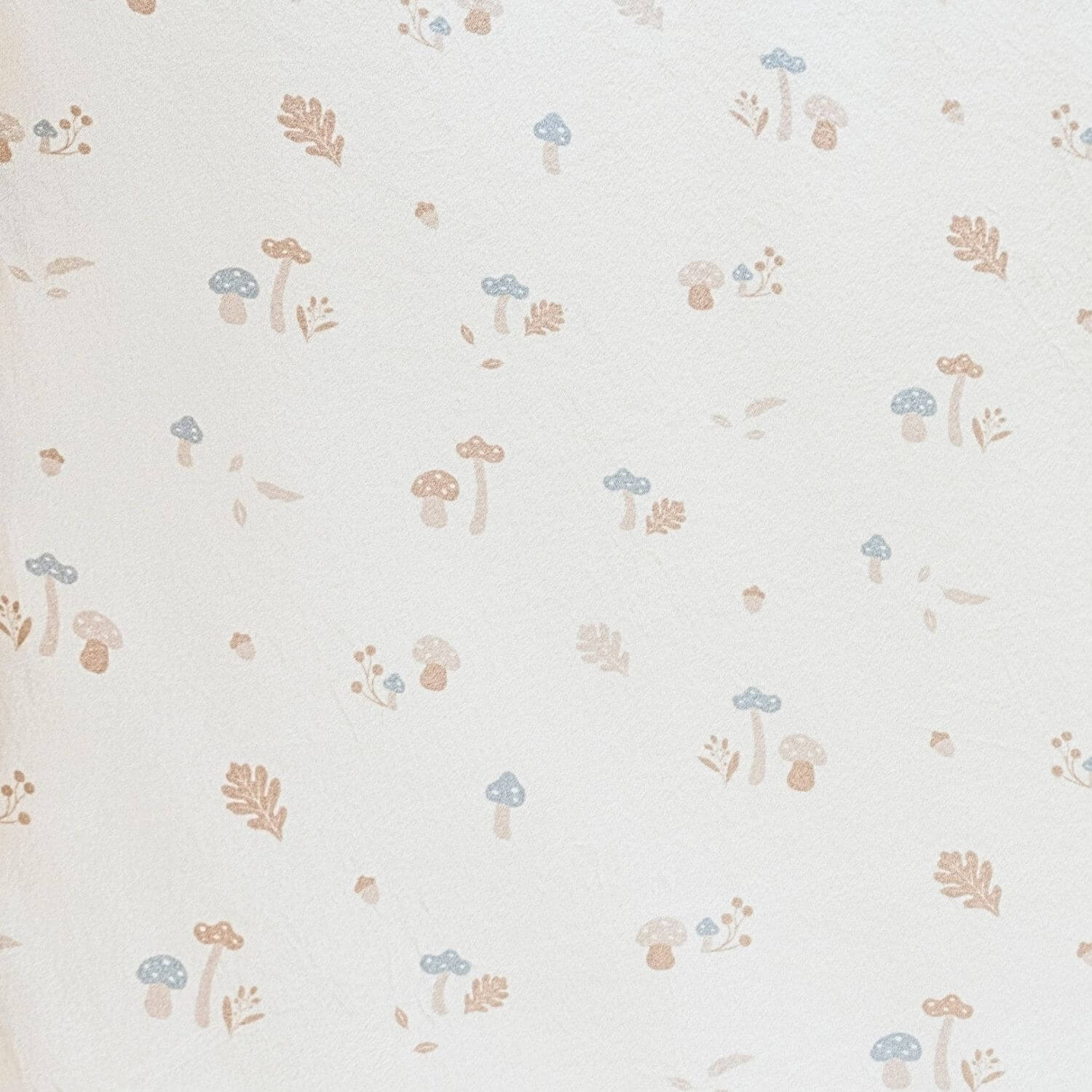 Close-up of Saranoni Minky Stretch Luxe Crib Sheet Mushrooms