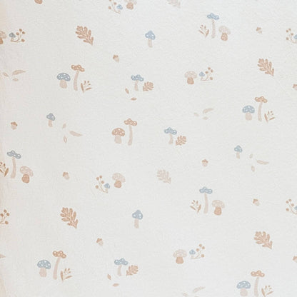 Close-up of Saranoni Minky Stretch Luxe Crib Sheet Mushrooms