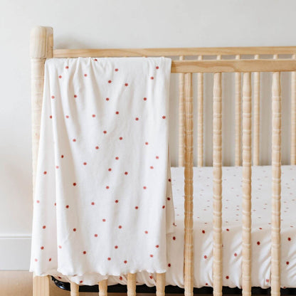 Saranoni Minky Stretch Luxe Crib Sheet Stars hanging on wooden crib
