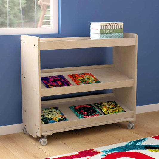 Flash Furniture Bright Beginnings Mobile Classroom Cart | 3 Angled Shelves