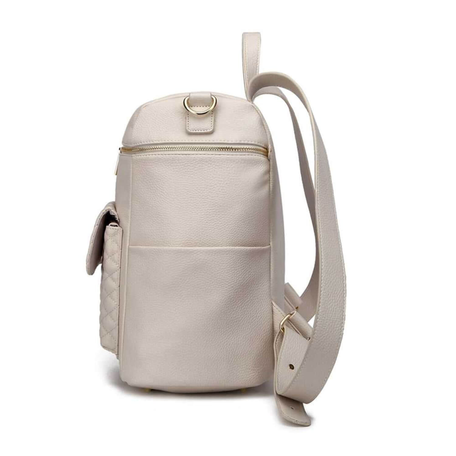 Side View of Luli Bebé Monaco Diaper Bag | Pearl White