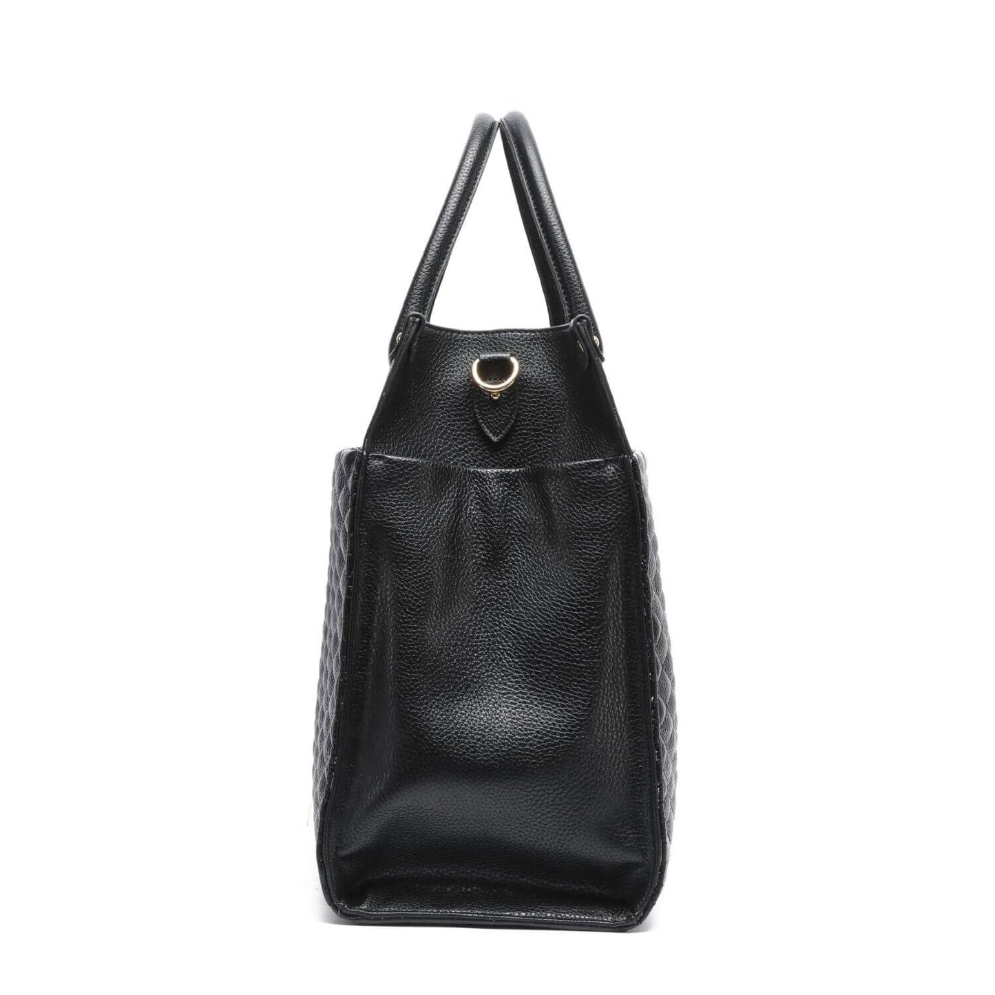 Side View of Luli Bebé Monaco Tote Bag | Ebony Black