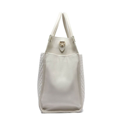 Side View of Luli Bebé Monaco Tote Bag | Pearl White