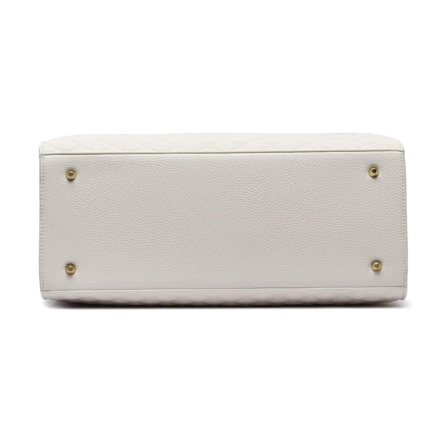Bottom View of Luli Bebé Monaco Tote Bag | Pearl White