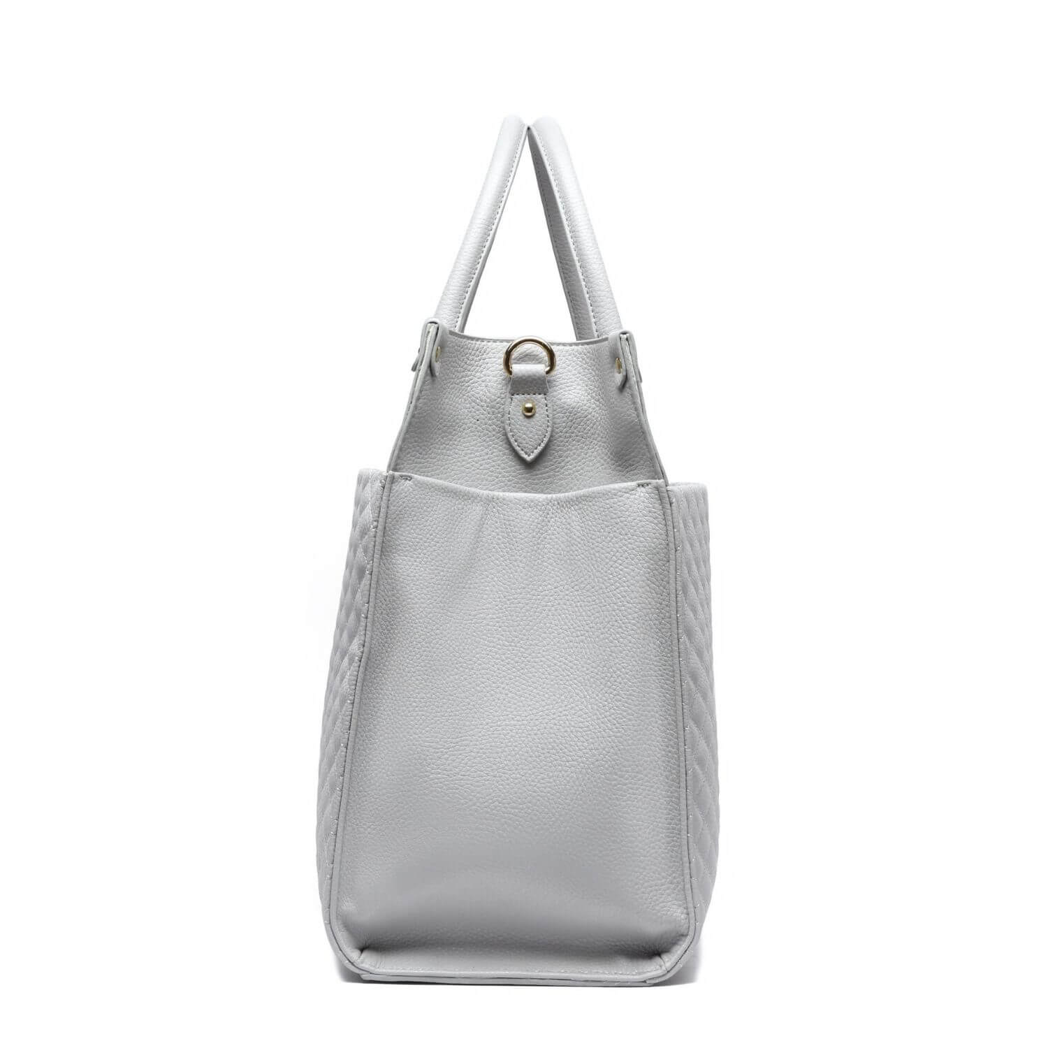 Side View of Luli Bebé Monaco Tote Bag | Stone Grey