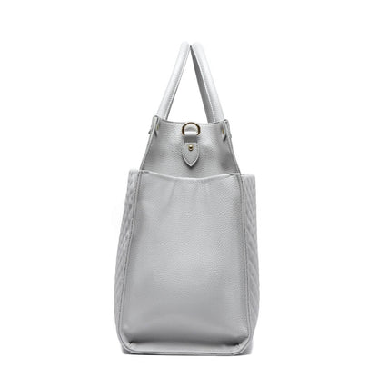 Side View of Luli Bebé Monaco Tote Bag | Stone Grey