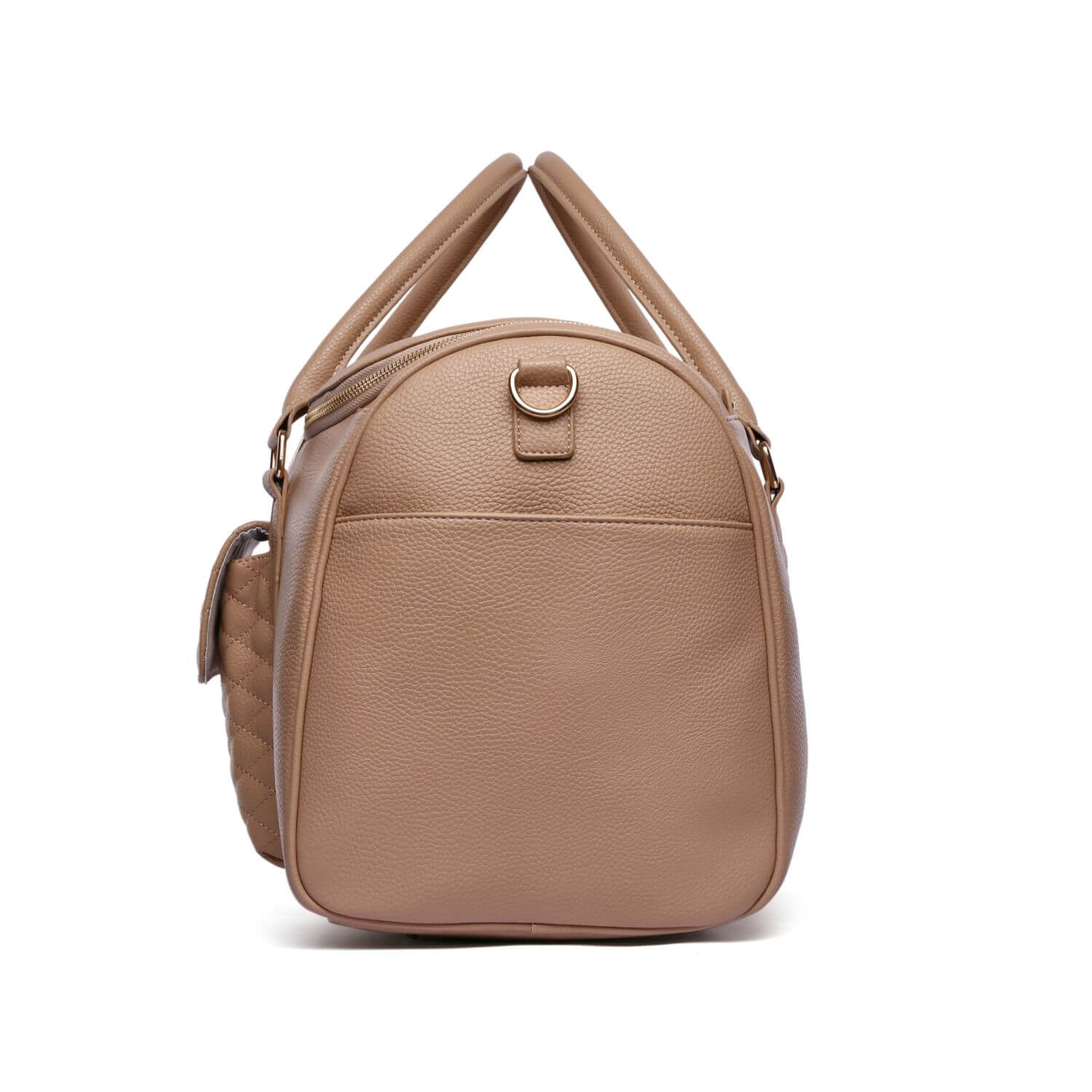 Side View of Luli Bebé Monaco Travel Bag | Latte Brown