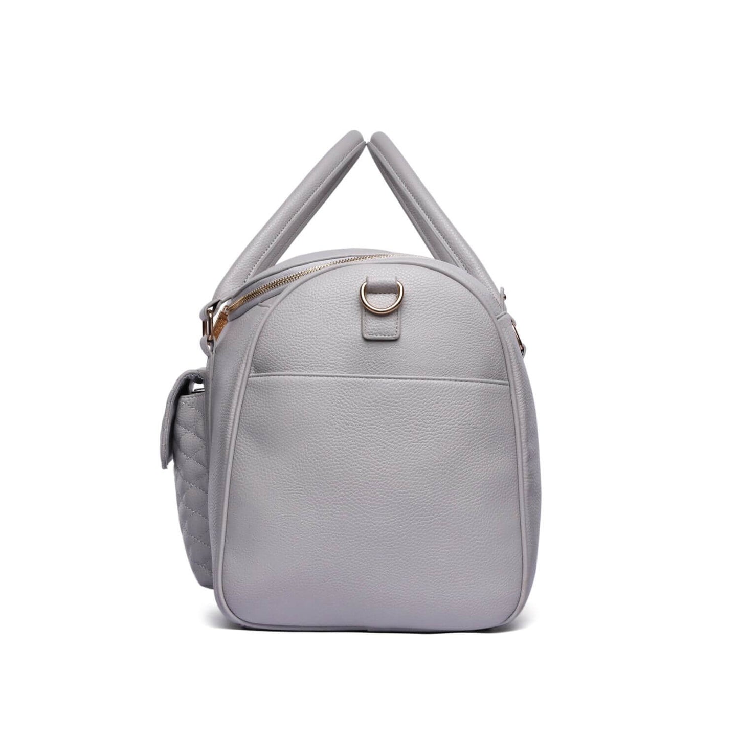 Side View of Luli Bebé Monaco Travel Bag | Stone Grey