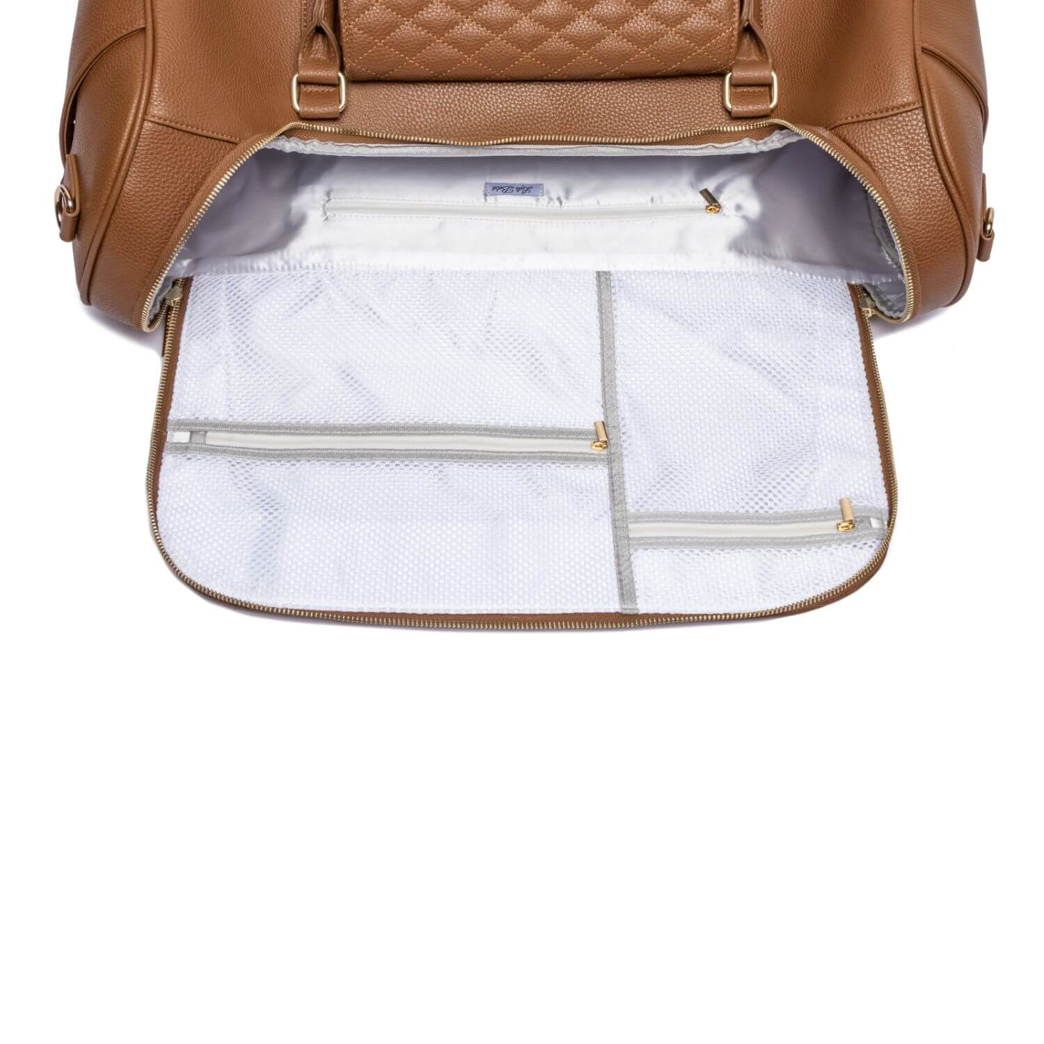 Detail View of Luli Bebé Monaco Travel Bag | Caramel Brown