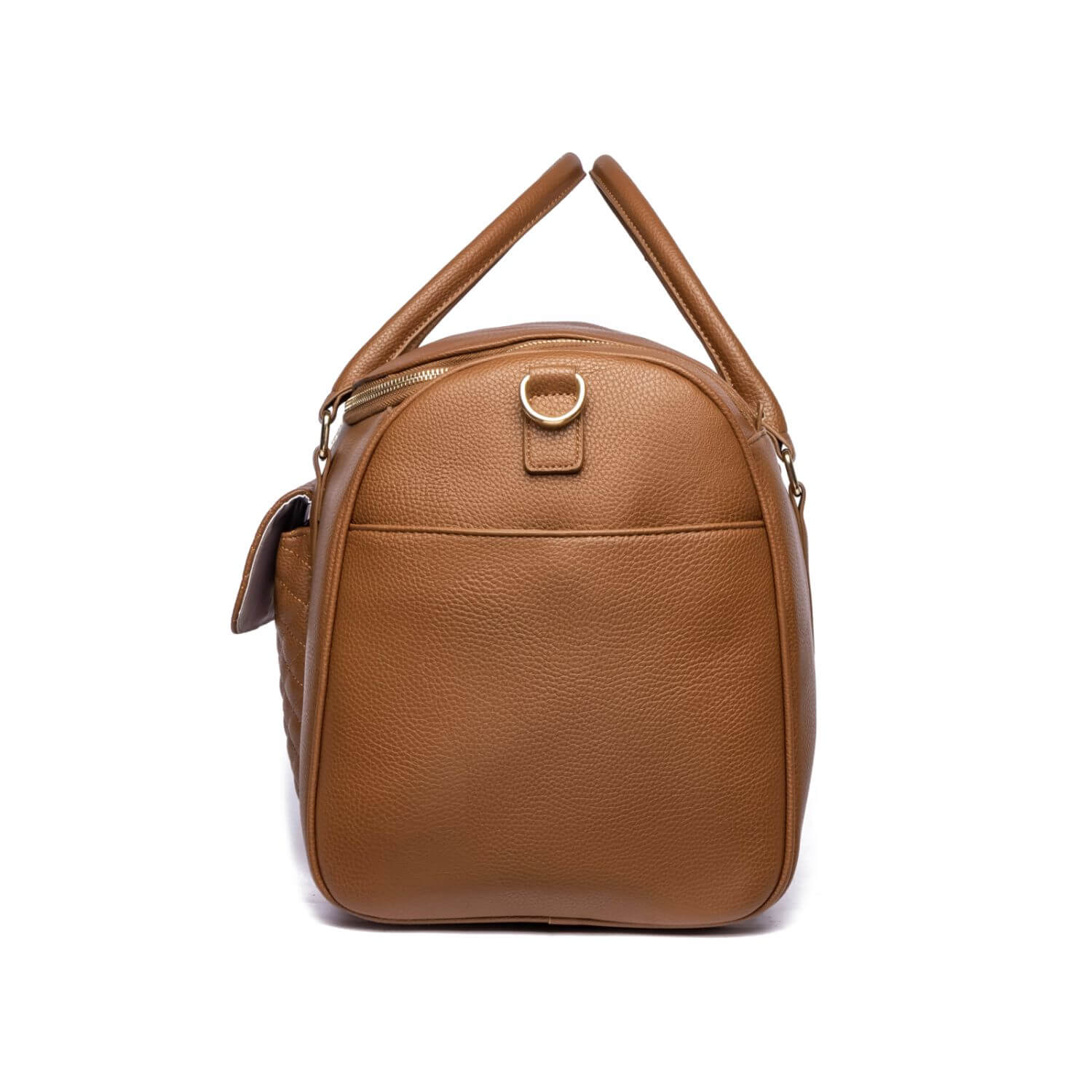 Side View of Luli Bebé Monaco Travel Bag | Caramel Brown