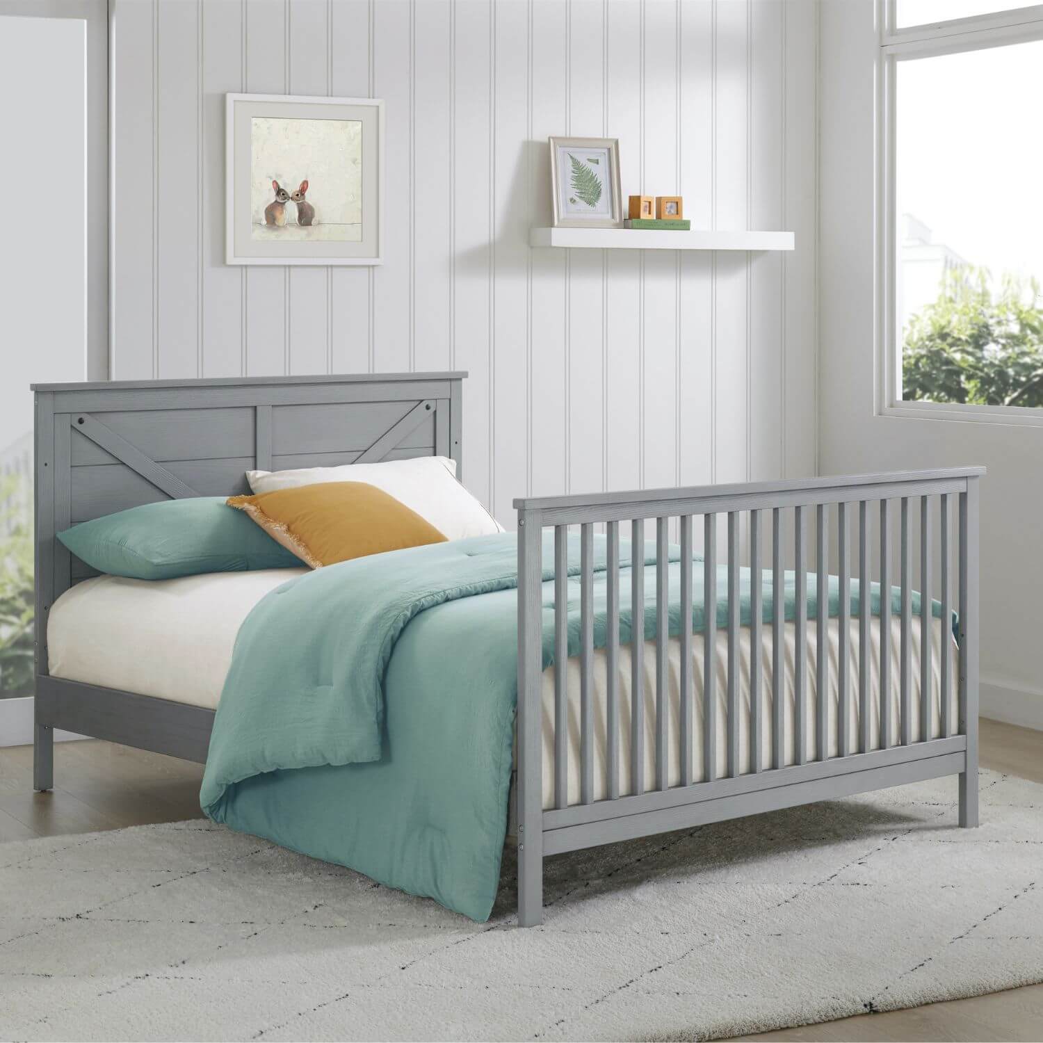 Oxford Baby Montauk 4-in-1 Convertible Crib | Farmhouse Gray