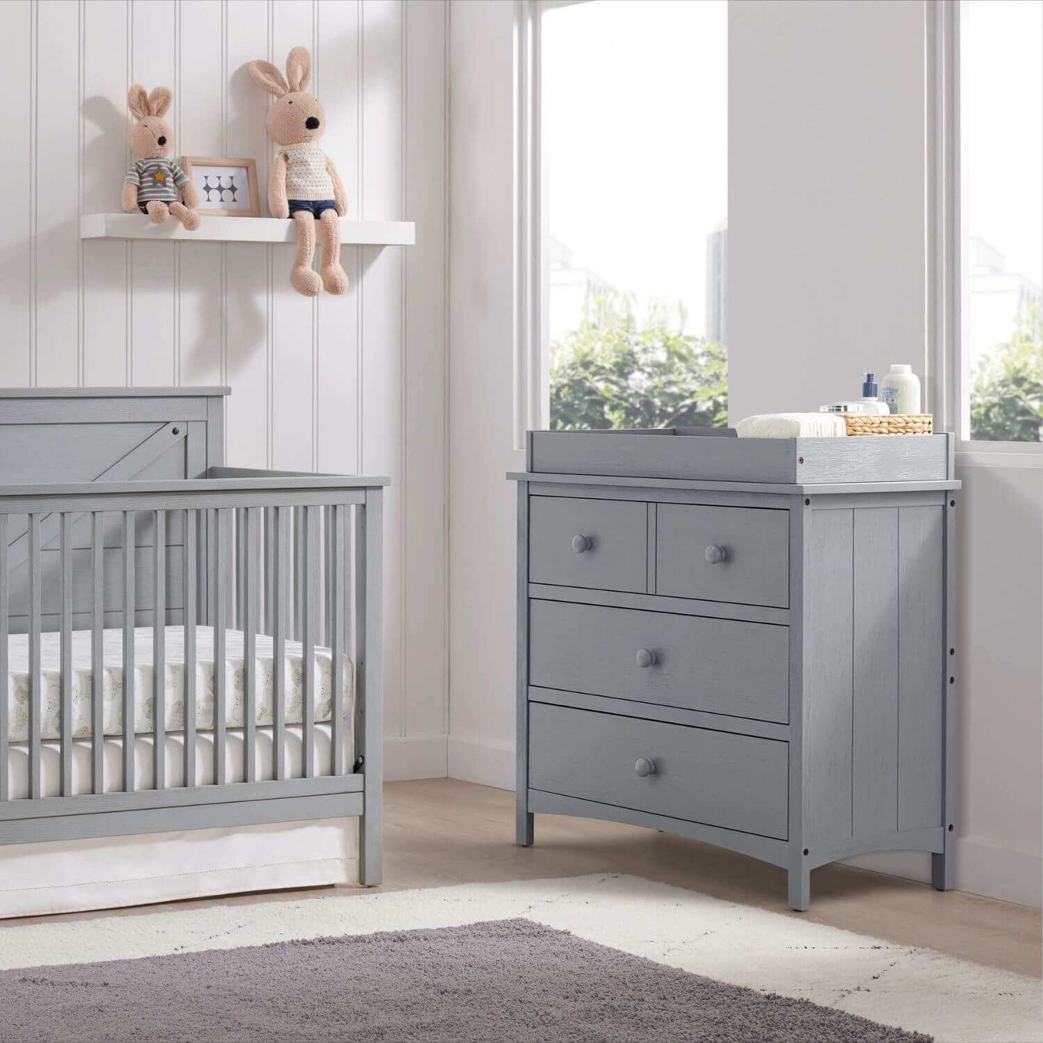 Oxford Baby Montauk Changing Topper For 3-Drawer Dresser | Farmhouse Gray