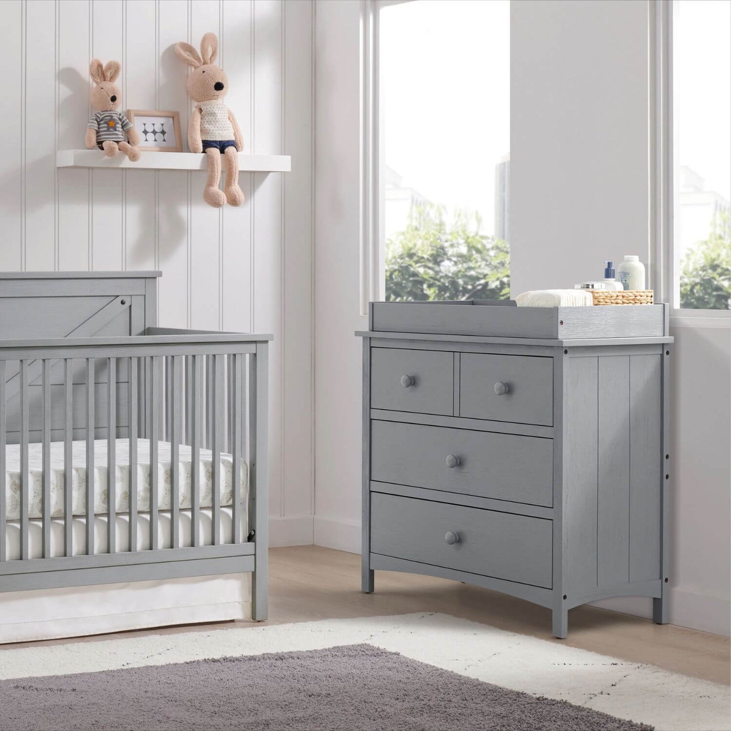 Oxford Baby Montauk Changing Topper For 3-Drawer Dresser | Farmhouse Gray