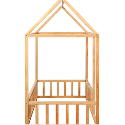 2MamaBees Montessori House Bedframe with Rails | Crib - Side View