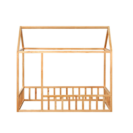 2MamaBees Montessori House Bedframe with Rails | Crib - Front View