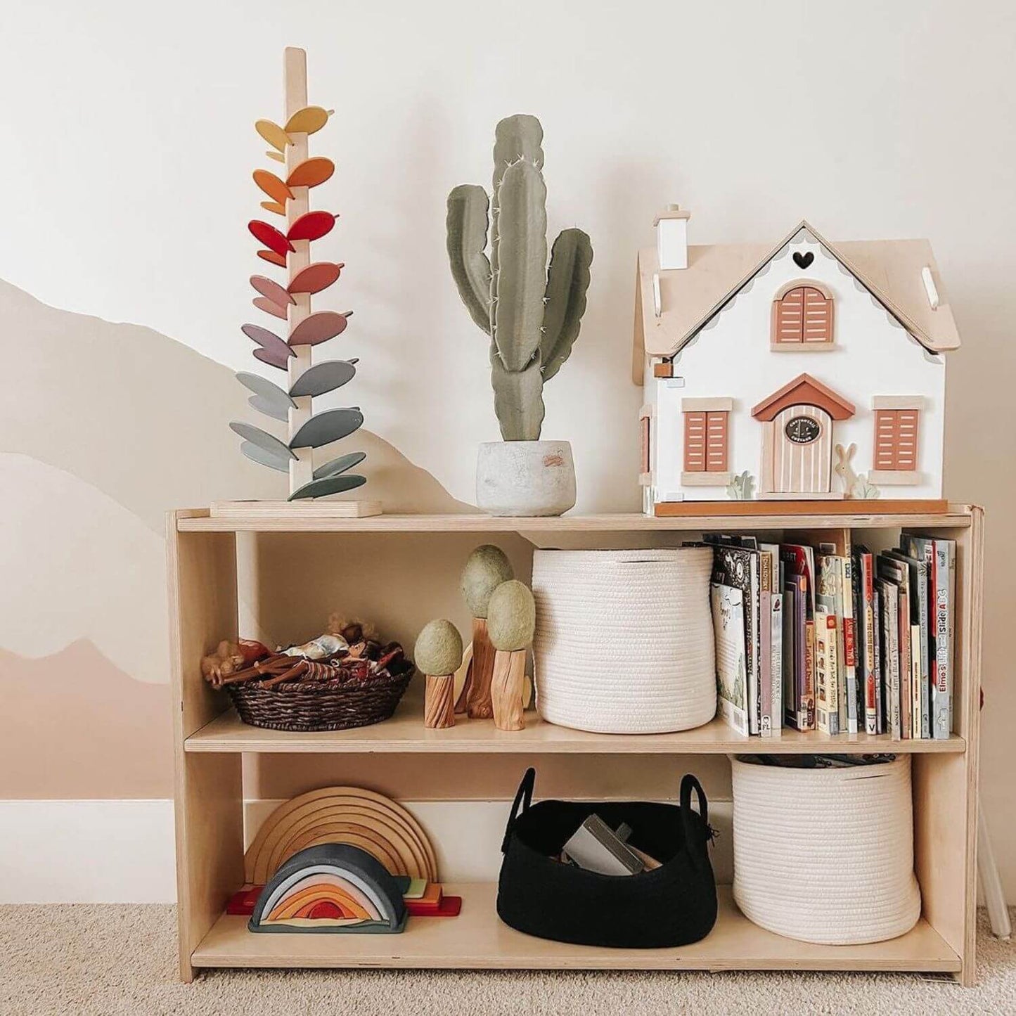 RAD Children's Furniture Montessori Shelf 3-Tier w/ Playhouse, Books, and other Items