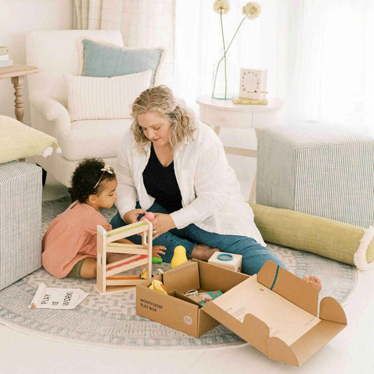 Mom & Girl Playing Tiny Land® Montessori Toys Set for Toddlers