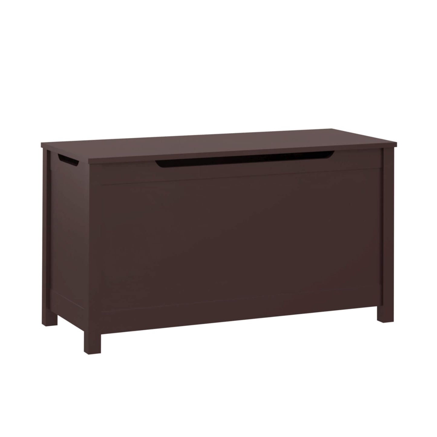 MOONRIVER Kids Wooden Toy Box Storage with Safety Hinged Lid - Coffee