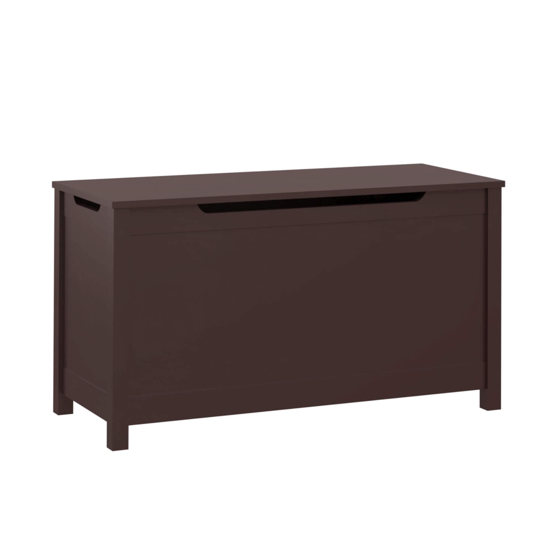 MOONRIVER Kids Wooden Toy Box Storage with Safety Hinged Lid - Coffee