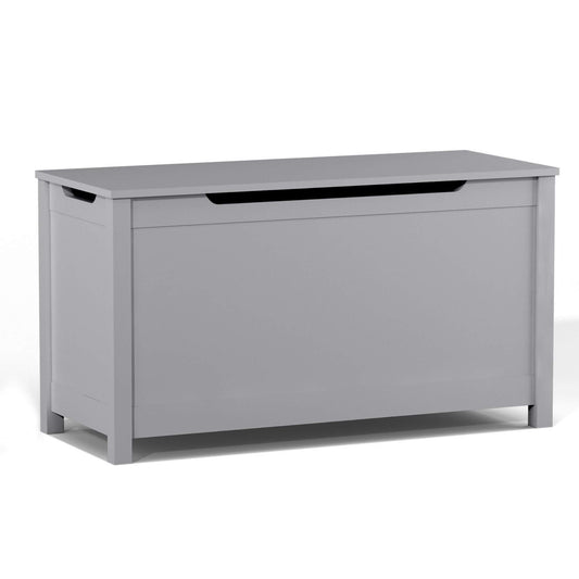 MOONRIVER Kids Wooden Toy Box Storage with Safety Hinged Lid - Grey