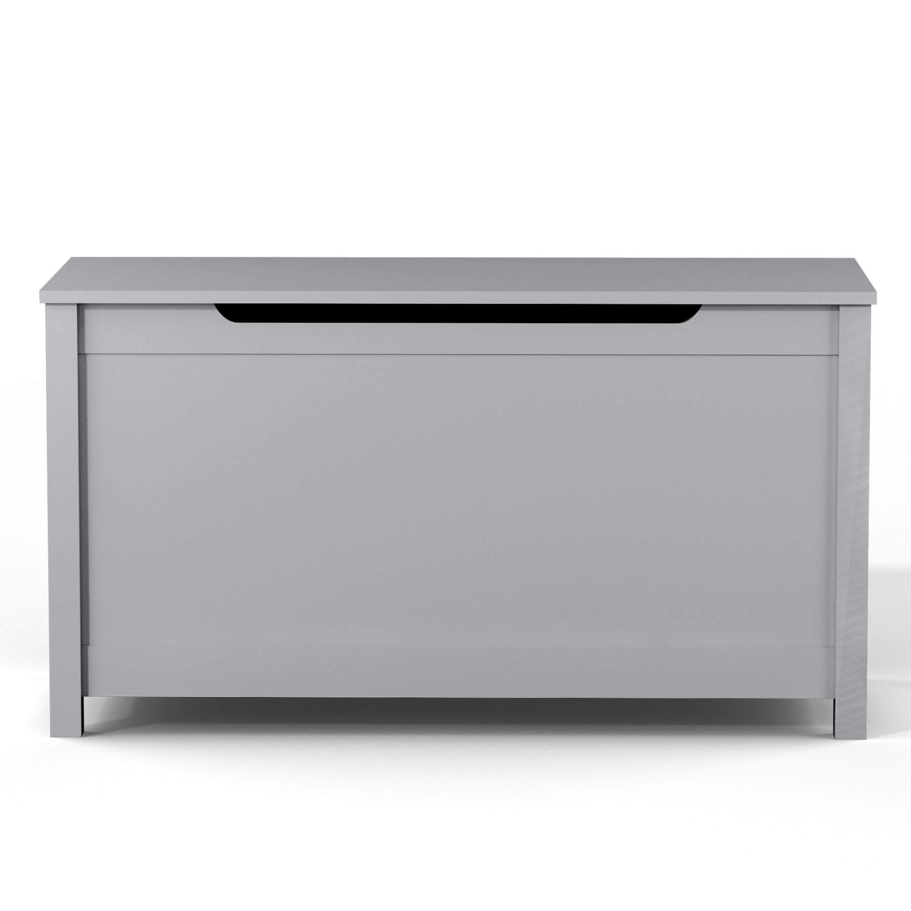 MOONRIVER Kids Wooden Toy Box Storage with Safety Hinged Lid - Grey