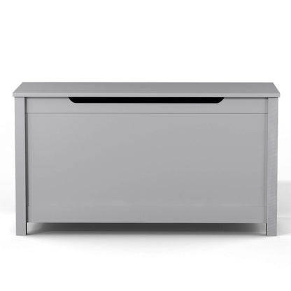 MOONRIVER Kids Wooden Toy Box Storage with Safety Hinged Lid - Grey
