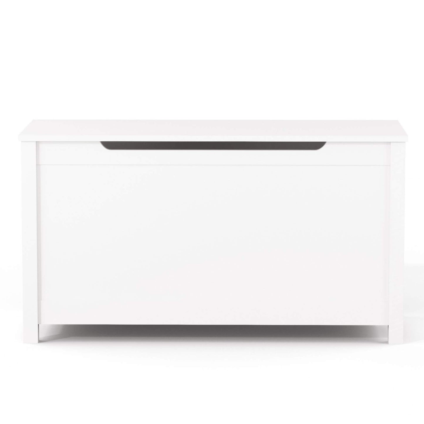 MOONRIVER Kids Wooden Toy Box Storage with Safety Hinged Lid - White