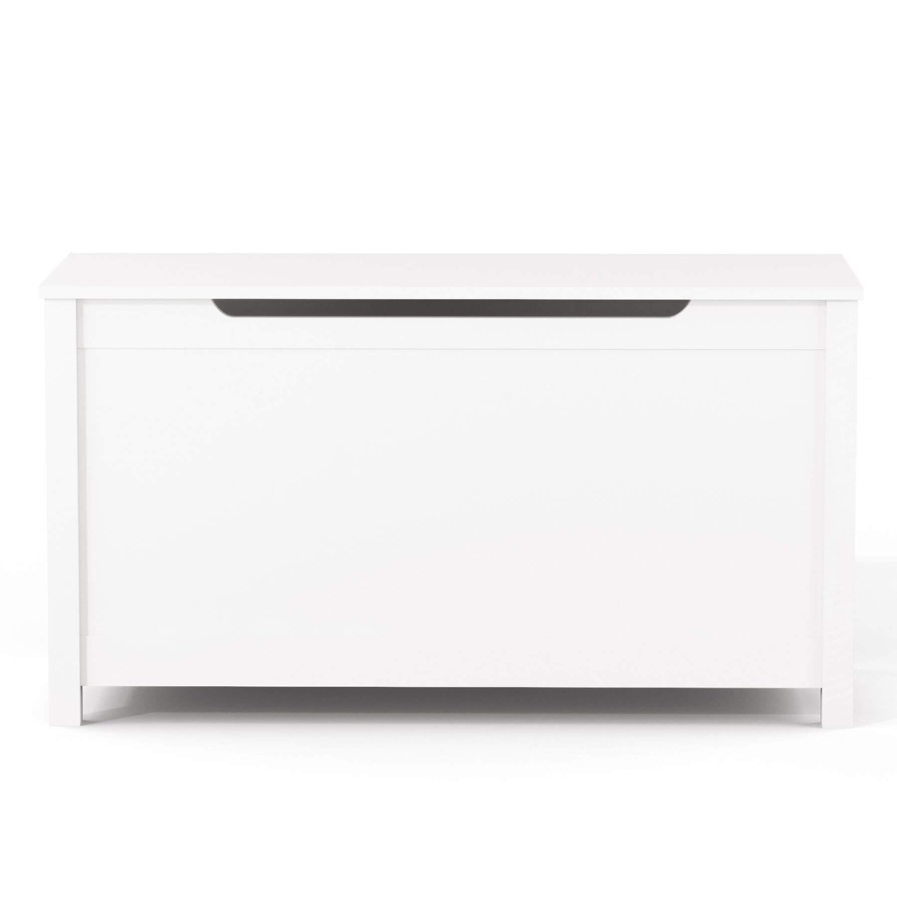 MOONRIVER Kids Wooden Toy Box Storage with Safety Hinged Lid - White