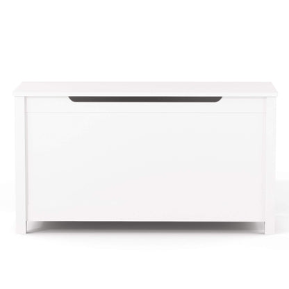 MOONRIVER Kids Wooden Toy Box Storage with Safety Hinged Lid - White