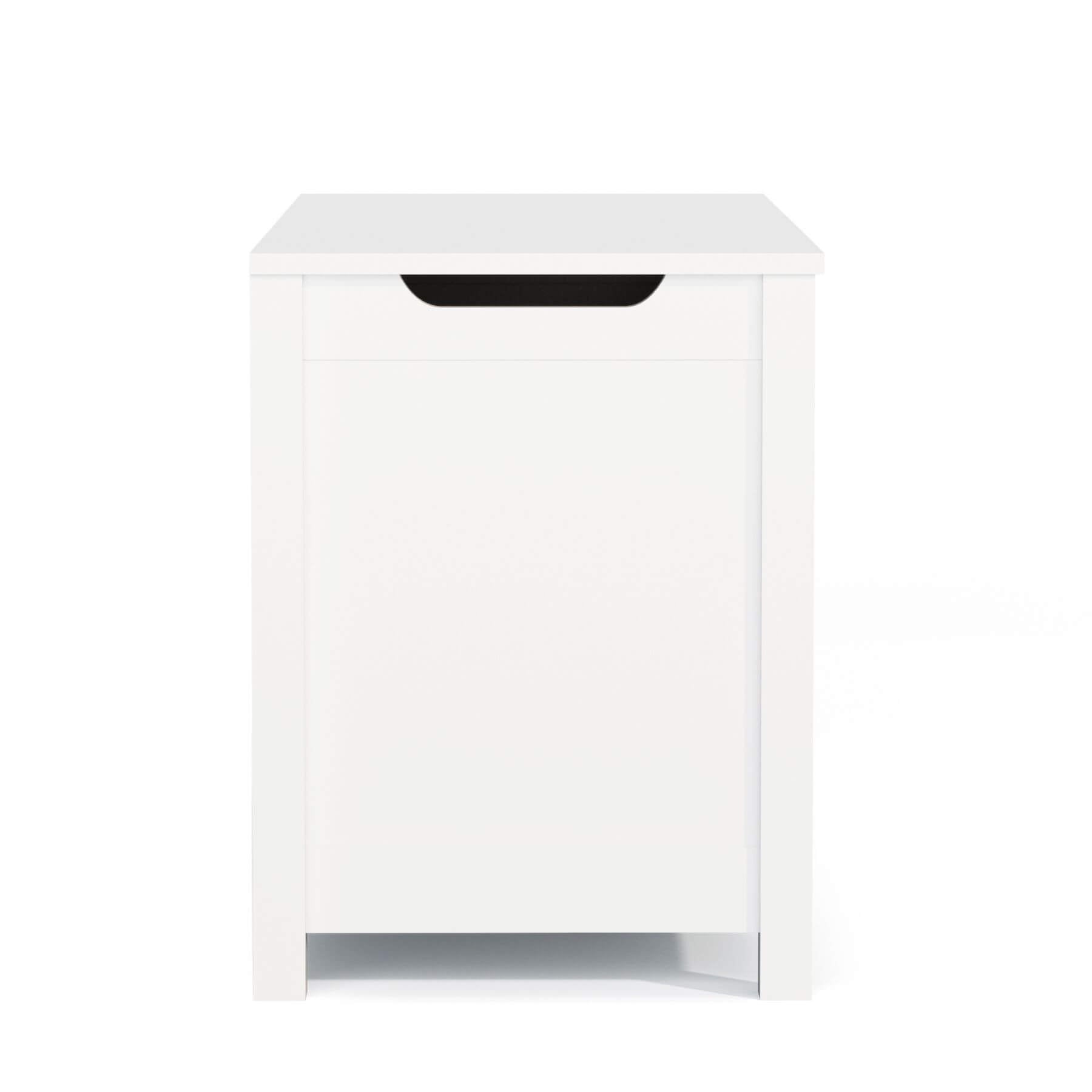 MOONRIVER Kids Wooden Toy Box Storage with Safety Hinged Lid - White