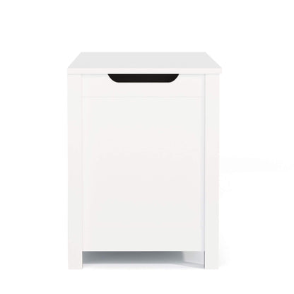 MOONRIVER Kids Wooden Toy Box Storage with Safety Hinged Lid - White
