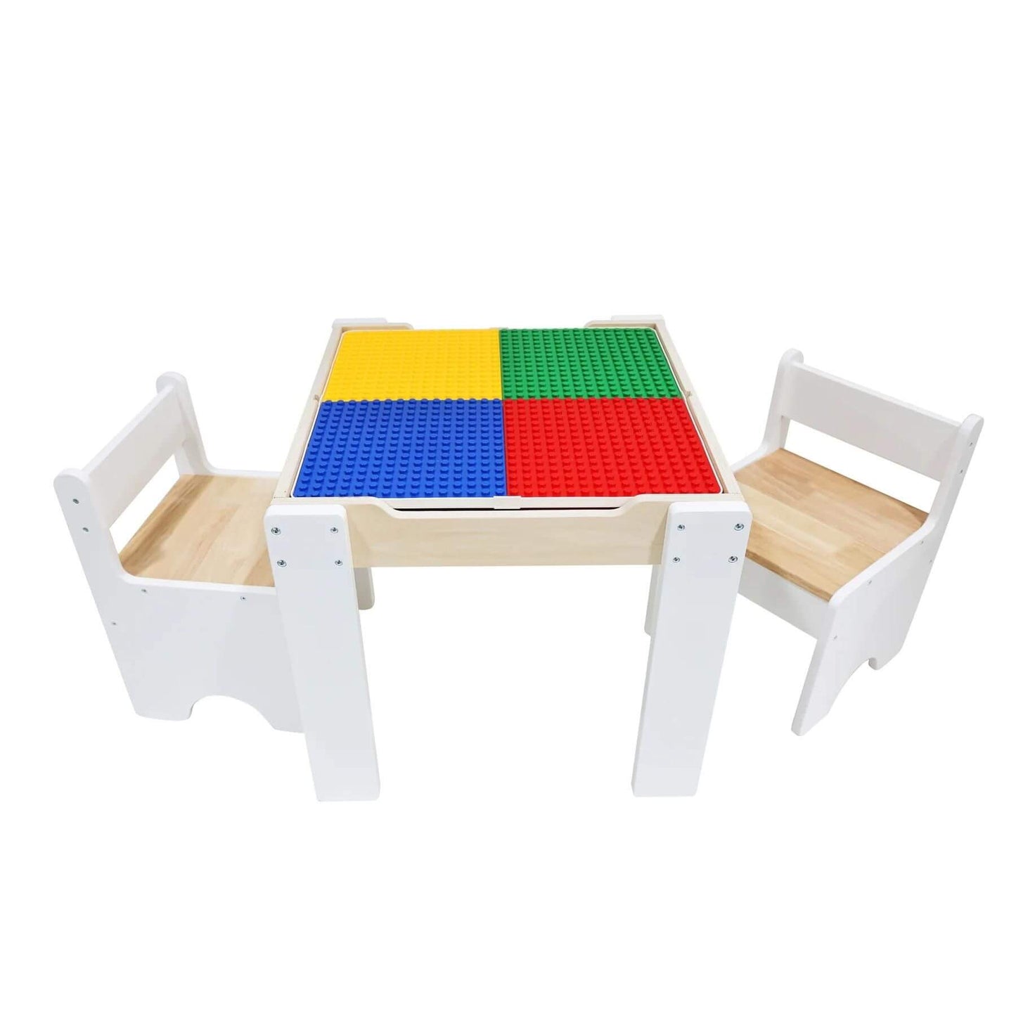 Teamson Kids Multi-Activity Table with Reversible Tabletop & Chairs Set White