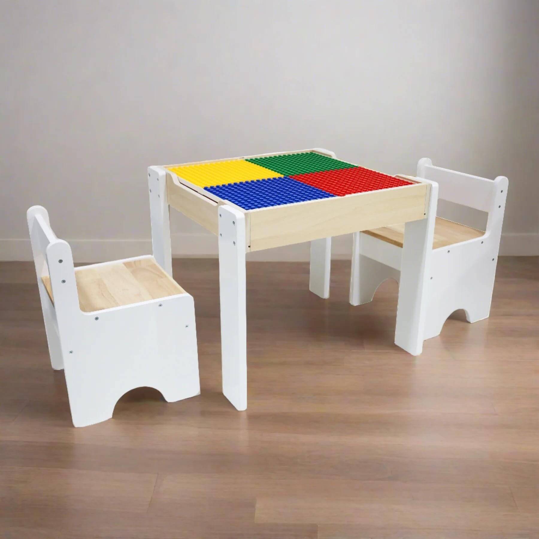 Teamson Kids Multi-Activity Table with Reversible Tabletop & Chairs Set White