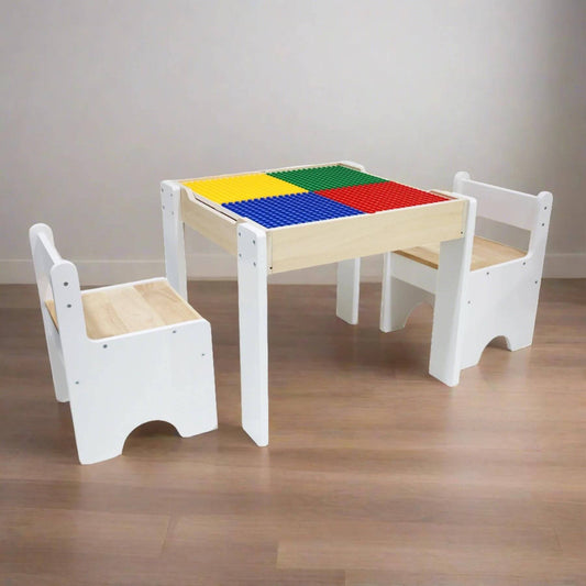 Teamson Kids Multi-Activity Table with Reversible Tabletop & Chairs Set White